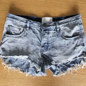 One Teaspoon Light Blue Frayed Jean Shorts